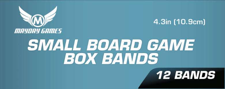 Small board game box bands package front, 4.3 in size and 12 bands shown