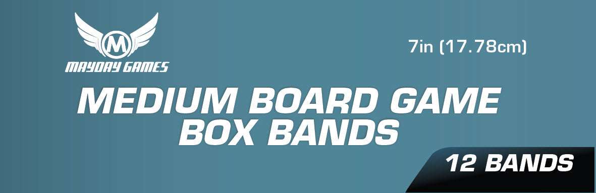 Mayday Games medium board game box bands package, 7 in size, 12 bands