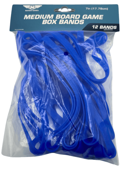 Mayday Games medium board game box bands, 12 blue silica gel bands in bag