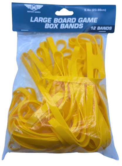 Large board game box bands, 12-pack, yellow silica gel straps in clear bag