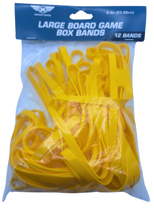 Large board game box bands, 12-pack, yellow silica gel straps in clear bag