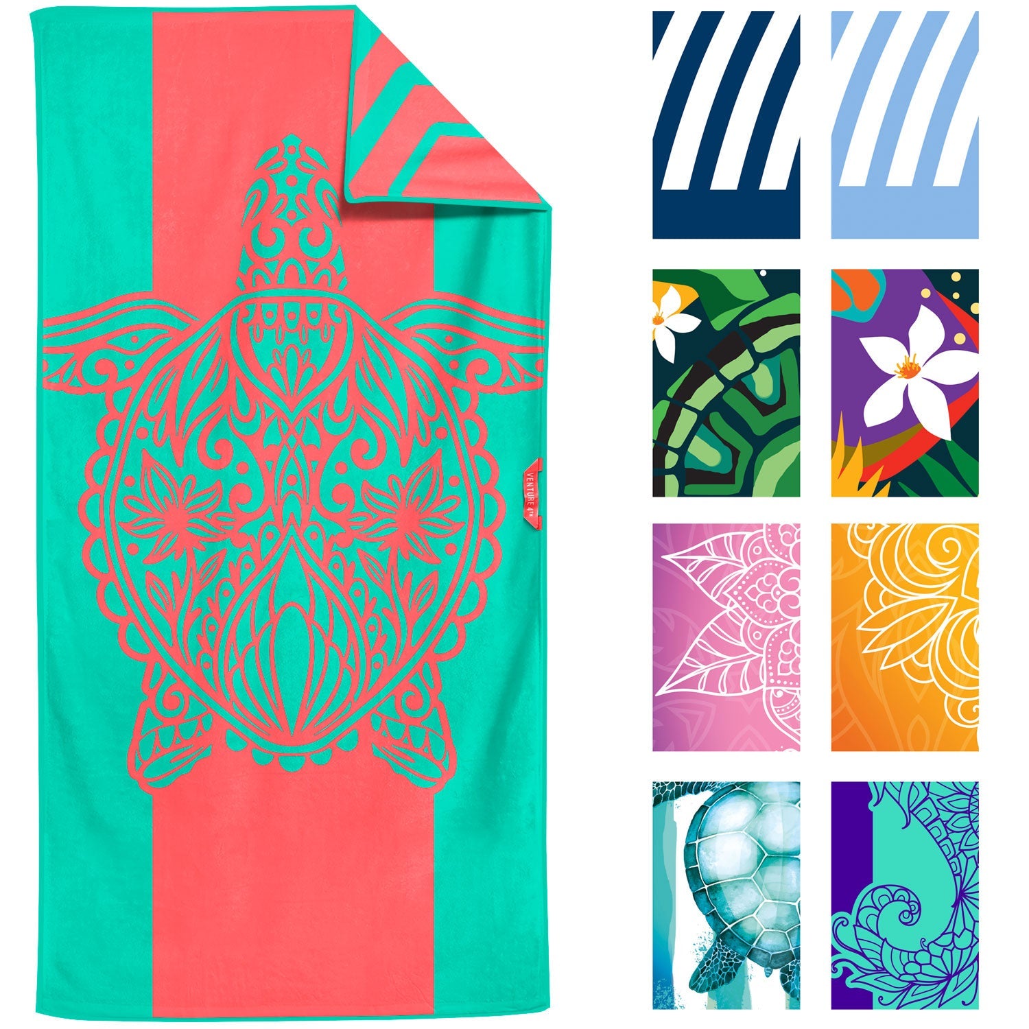VENTURE 4TH Oversized Microfiber Beach Towel | 78"x35" | Quick-Dry | 31 Designs - Niksstuff
