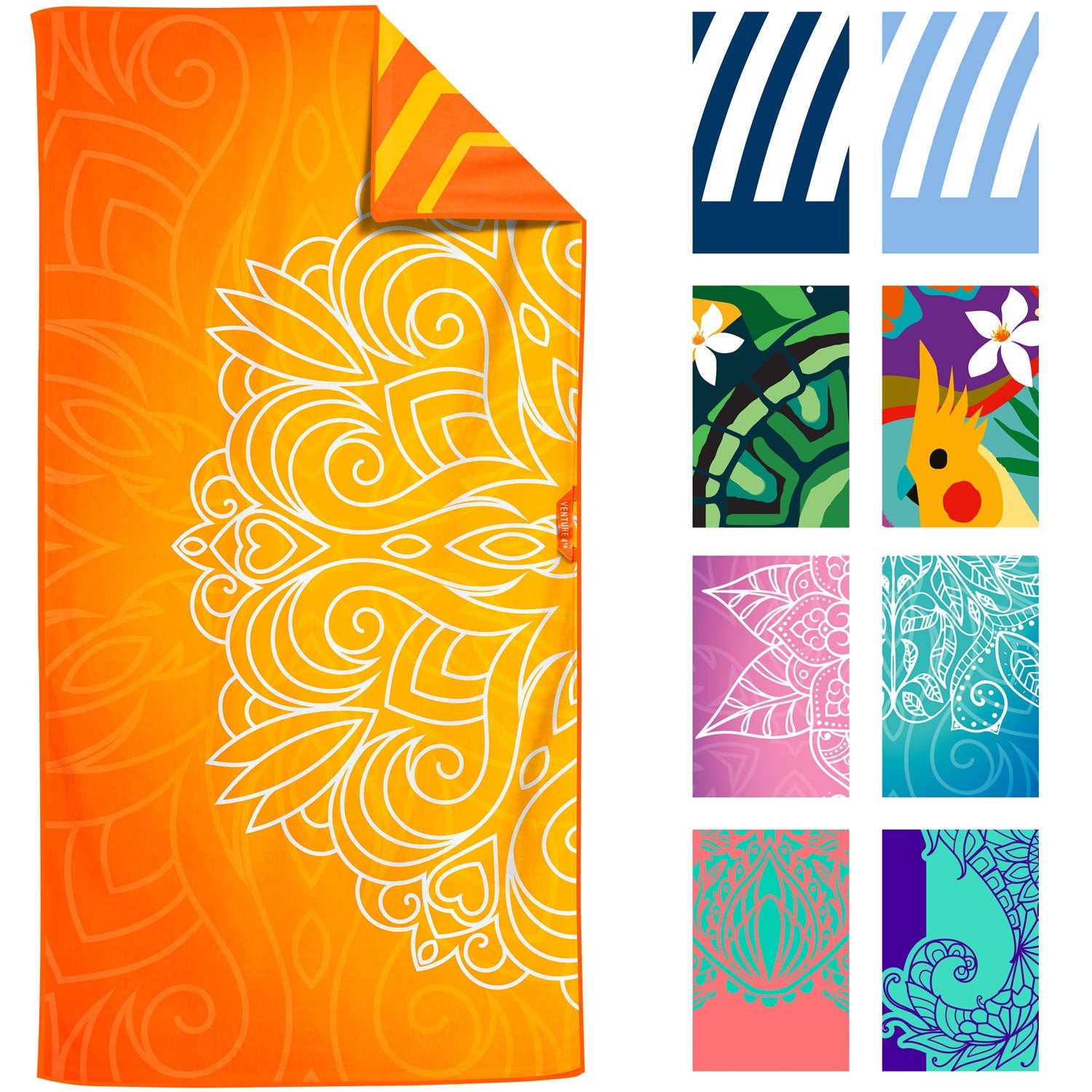 VENTURE 4TH Oversized Microfiber Beach Towel | 78"x35" | Quick-Dry | 31 Designs - Niksstuff