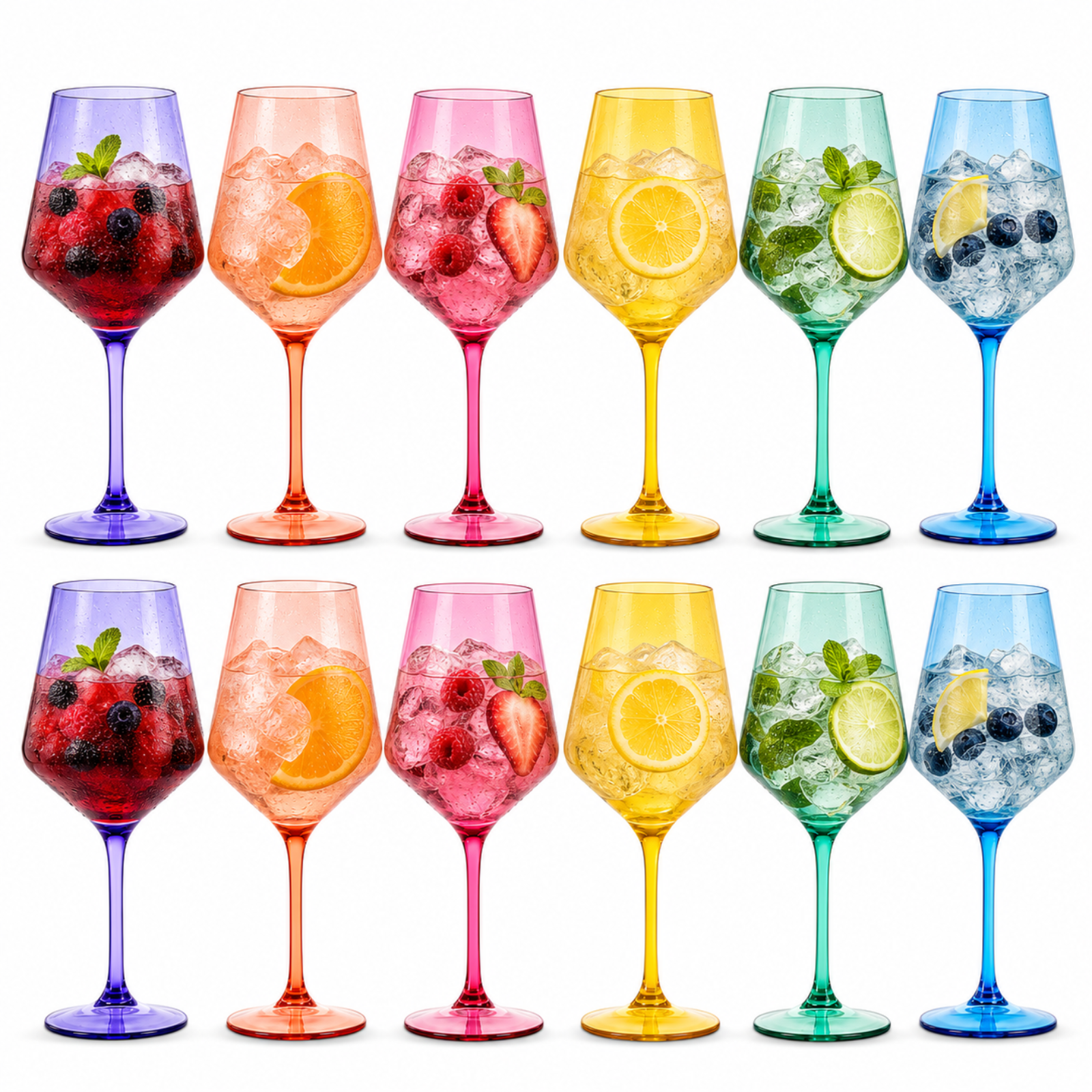 Madrid Acrylic Stemmed Wine Glasses | Set of 12 | 17oz | Shatterproof | Indoor & Outdoor | Khen Site - Niksstuff