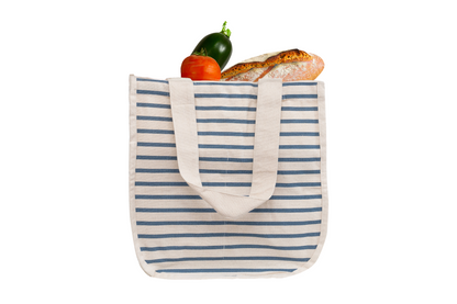 Organic Cotton Canvas Grocery Tote Bag with Bottle Sleeves