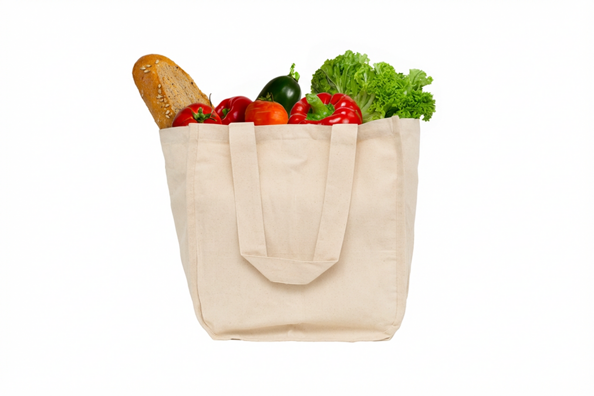 Organic Cotton Canvas Grocery Tote Bag with Bottle Sleeves