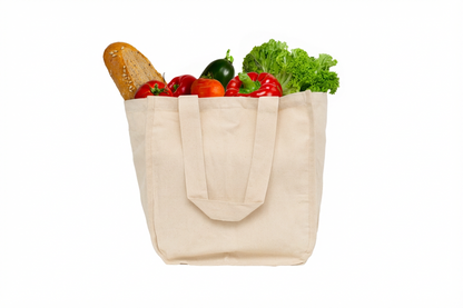 Organic Cotton Canvas Grocery Tote Bag with Bottle Sleeves