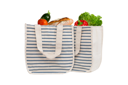 Organic Cotton Canvas Grocery Tote Bag with Bottle Sleeves