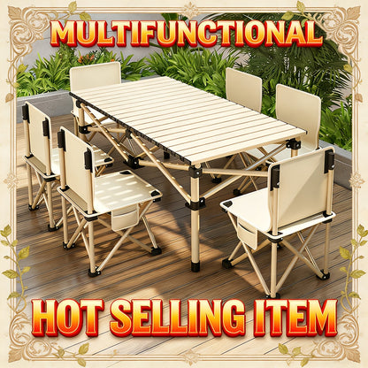 Portable Folding Camping Table | Adjustable Height | Seats 4–6 | Carry Bag Included
