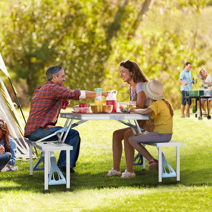 4FT Folding Camping Table with 4 Seats | Portable Aluminum Picnic Table Set | 220 lb Capacity