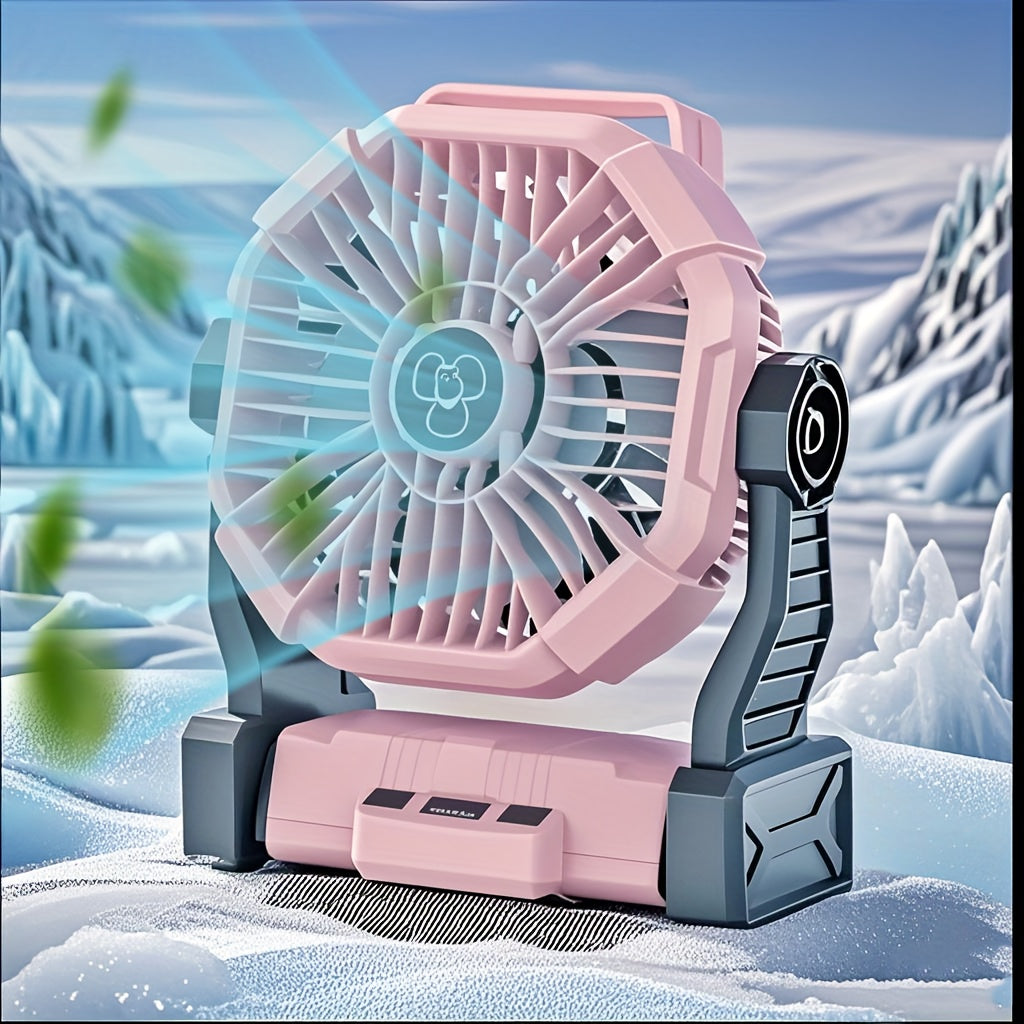 3-in-1 Rechargeable Camping Fan with LED Lantern | 10,400mAh | 13-Hour Runtime | Oscillating