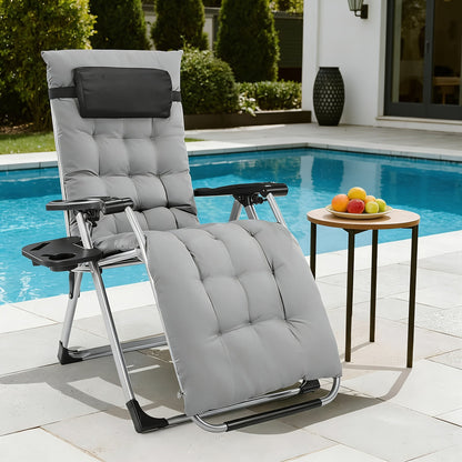 Zero Gravity Recliner Chair | Foldable Patio Lounge with Cup Holder & Cushion