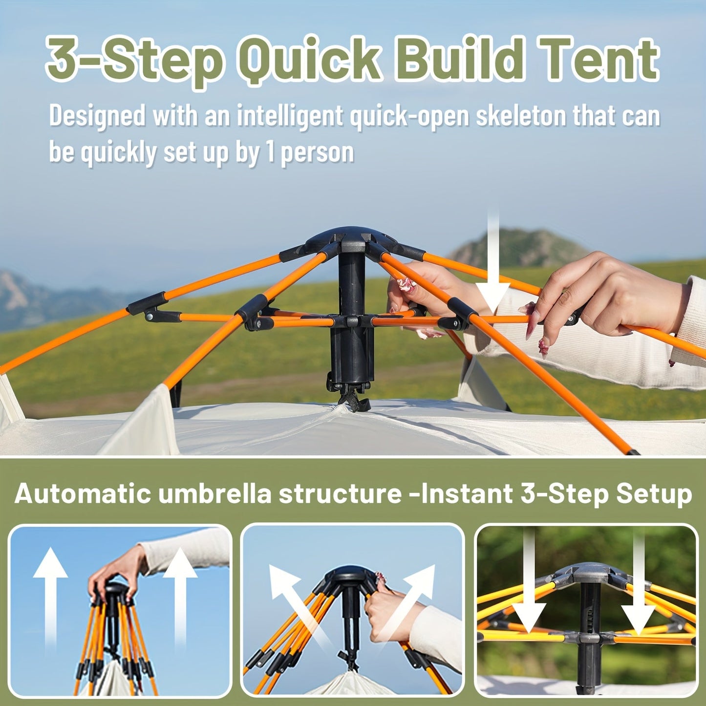 Instant Pop-Up Camping Tent | 1–4 Person | Waterproof | Quick Setup | 3-Season - Niksstuff