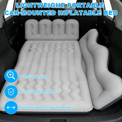 Inflatable Car Backseat Mattress | SUV Air Bed with Pump, Pillows & Storage Bag | Gray or Black