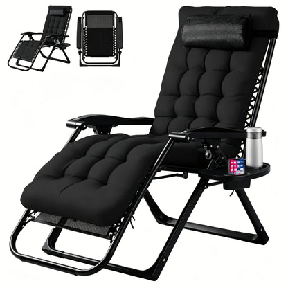 Zero Gravity Recliner Chair | Foldable Patio Lounge with Cup Holder & Cushion