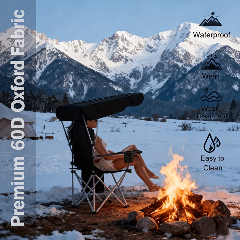 Portable Folding Camping Chair with Sun Canopy