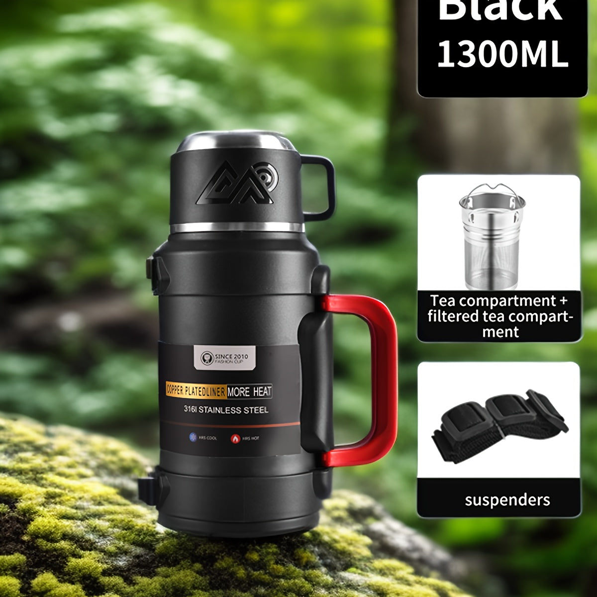 Large Capacity Insulated Water Bottle | 316 Stainless Steel | 1300–2500 ml
