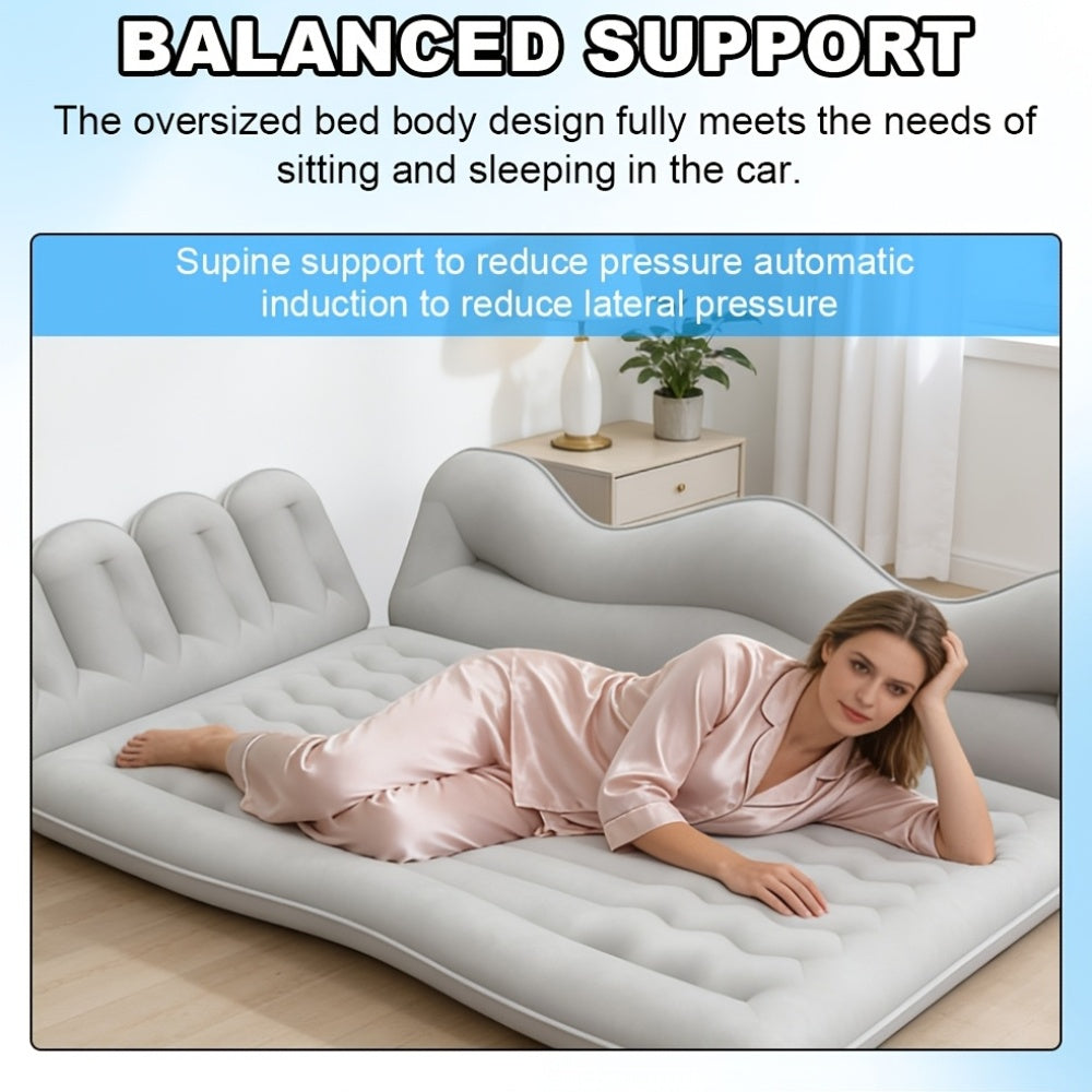 Inflatable Car Backseat Mattress | SUV Air Bed with Pump, Pillows & Storage Bag | Gray or Black