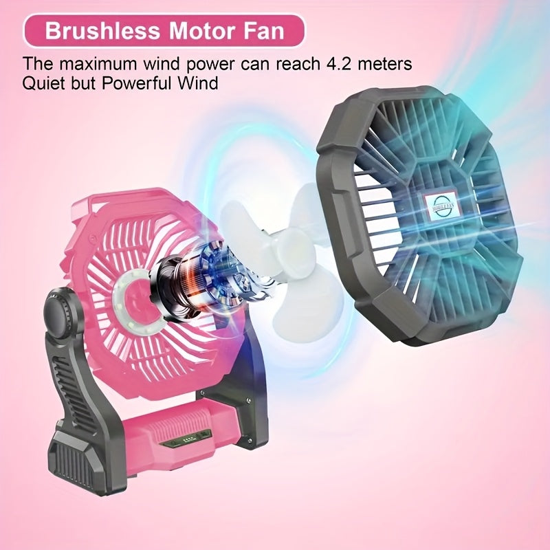 3-in-1 Rechargeable Camping Fan with LED Lantern | 10,400mAh | 13-Hour Runtime | Oscillating