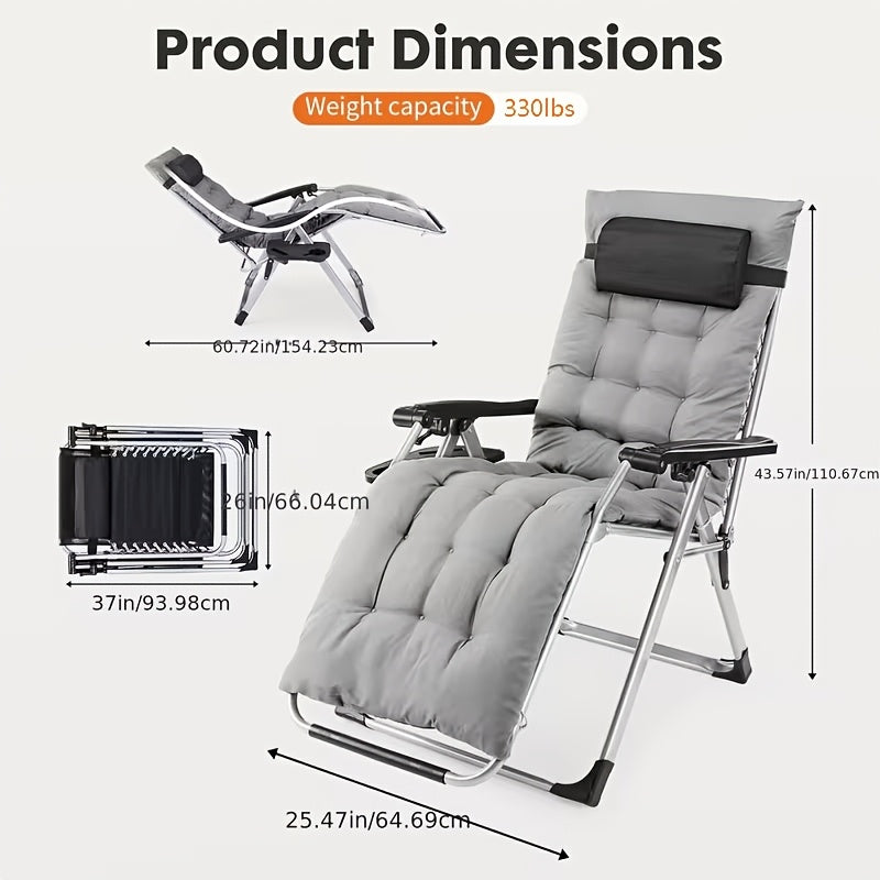 Zero Gravity Recliner Chair | Foldable Patio Lounge with Cup Holder & Cushion