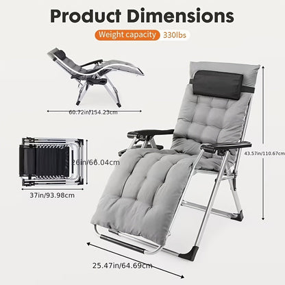 Zero Gravity Recliner Chair | Foldable Patio Lounge with Cup Holder & Cushion
