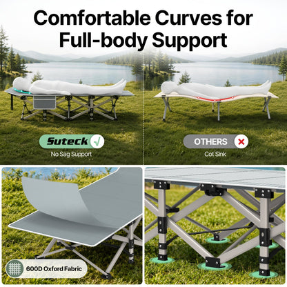 Folding Camping Cot Bed for Adults with Soft Pad & Carry Bag