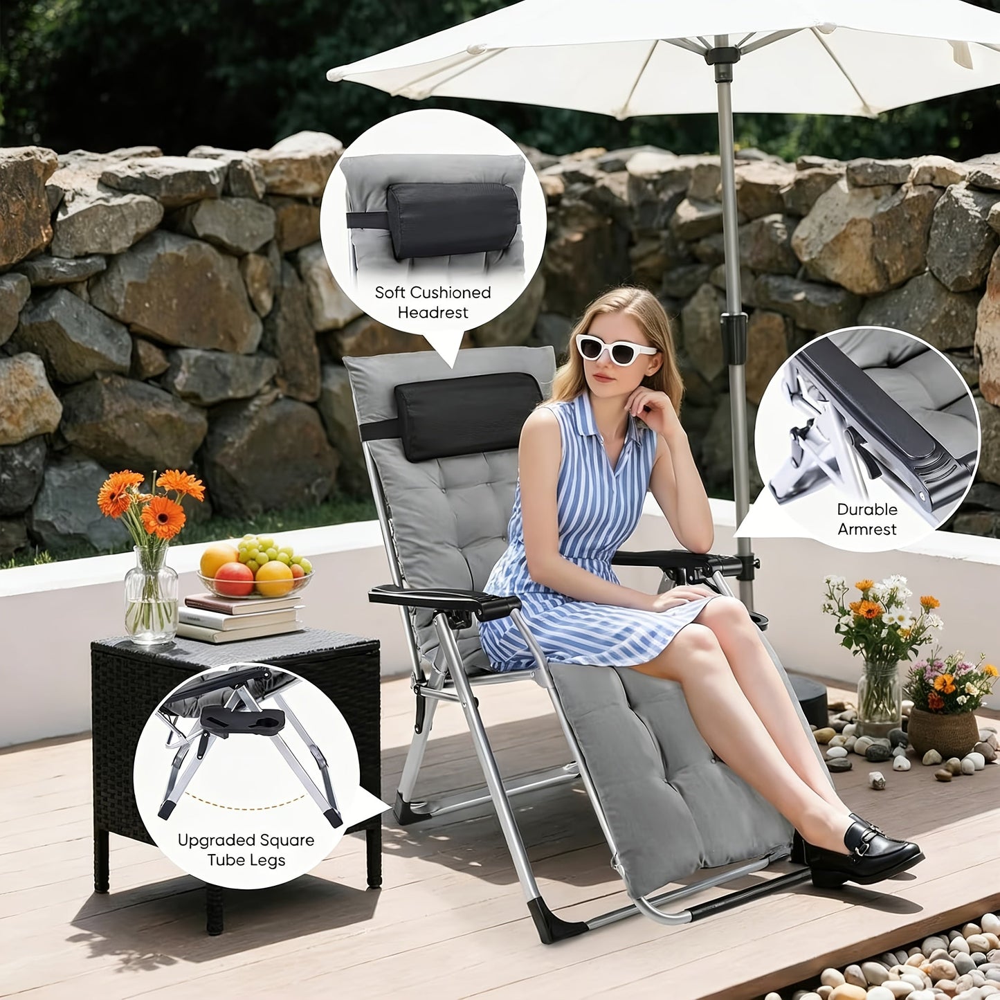Zero Gravity Recliner Chair | Foldable Patio Lounge with Cup Holder & Cushion