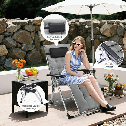 Zero Gravity Recliner Chair | Foldable Patio Lounge with Cup Holder & Cushion