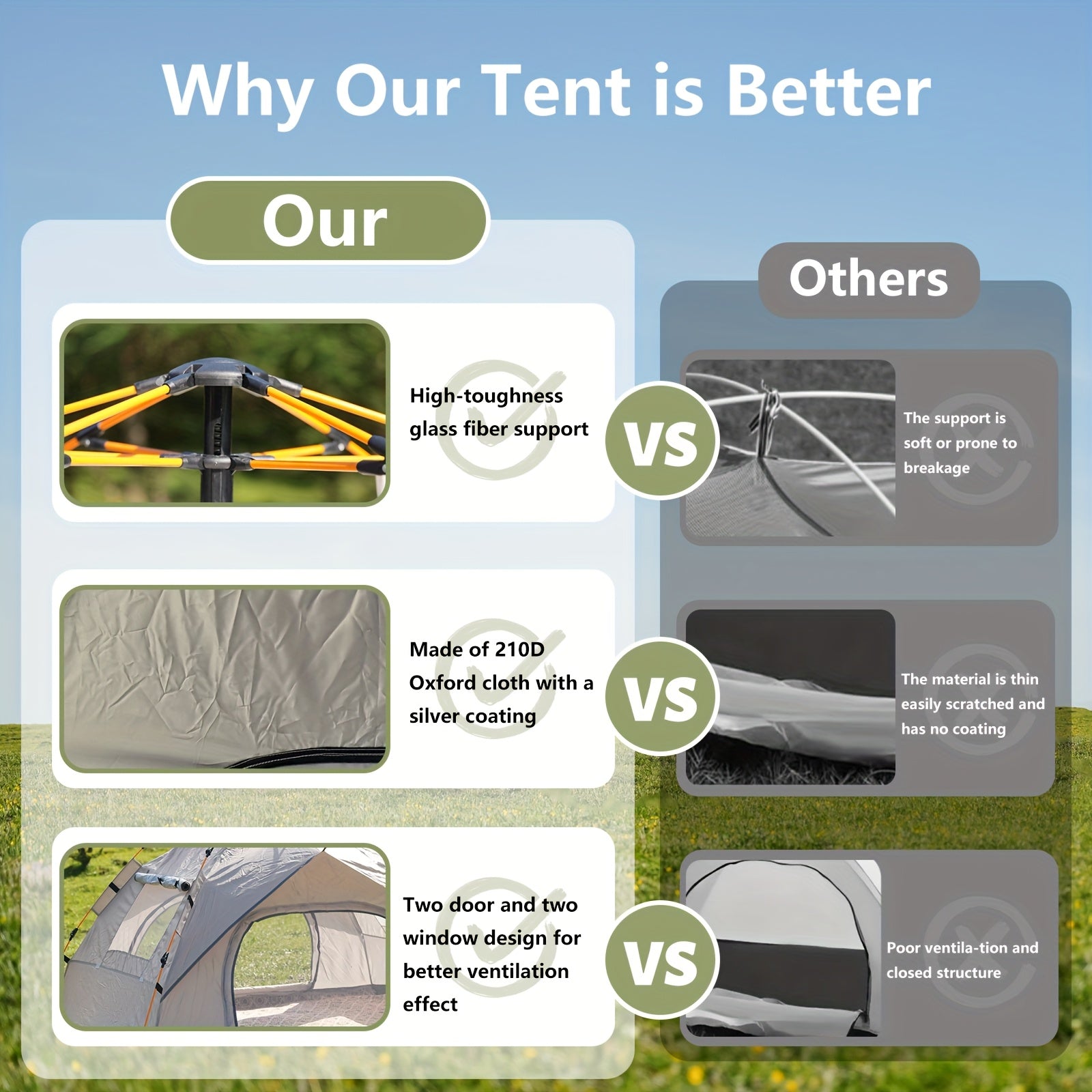 Instant Pop-Up Camping Tent | 1–4 Person | Waterproof | Quick Setup | 3-Season - Niksstuff
