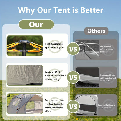 Instant Pop-Up Camping Tent | 1–4 Person | Waterproof | Quick Setup | 3-Season - Niksstuff