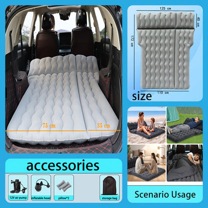 Inflatable Car Backseat Mattress | SUV Air Bed with Pump, Pillows & Storage Bag | Gray or Black