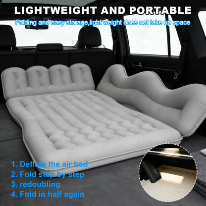 Inflatable Car Backseat Mattress | SUV Air Bed with Pump, Pillows & Storage Bag | Gray or Black
