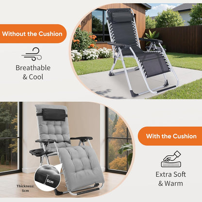 Zero Gravity Recliner Chair | Foldable Patio Lounge with Cup Holder & Cushion
