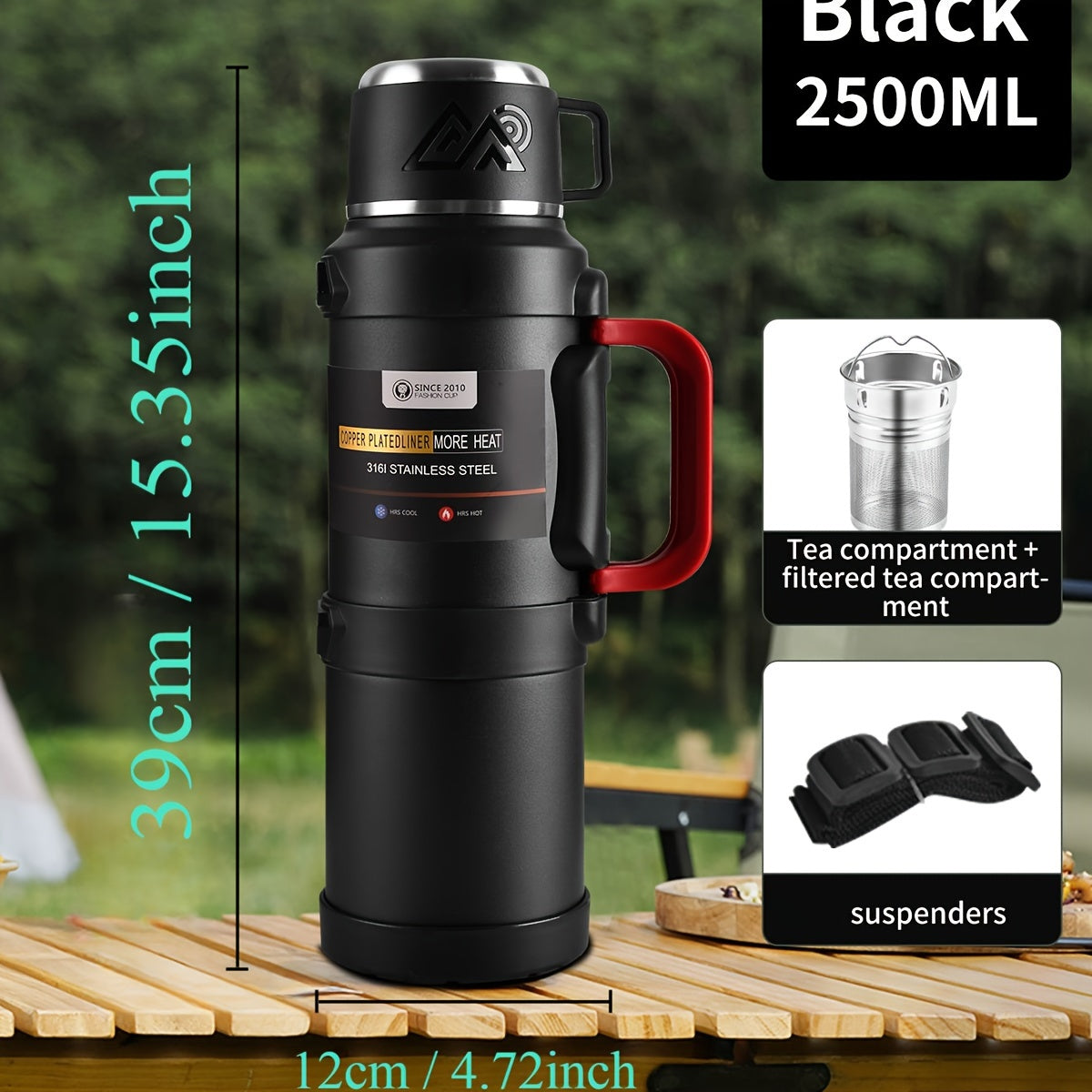 Large Capacity Insulated Water Bottle | 316 Stainless Steel | 1300–2500 ml