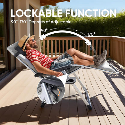 Zero Gravity Recliner Chair | Foldable Patio Lounge with Cup Holder & Cushion