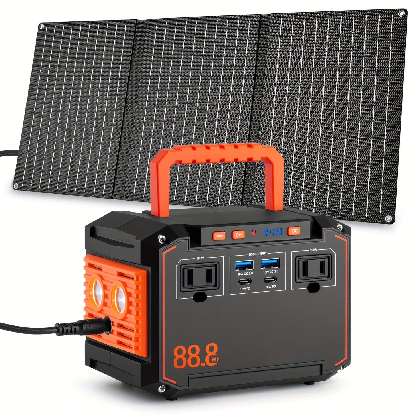 300W Portable Power Station | Solar Generator with Foldable Solar Panel | Camping & Emergency Backup