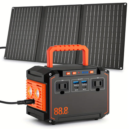 300W Portable Power Station | Solar Generator with Foldable Solar Panel | Camping & Emergency Backup