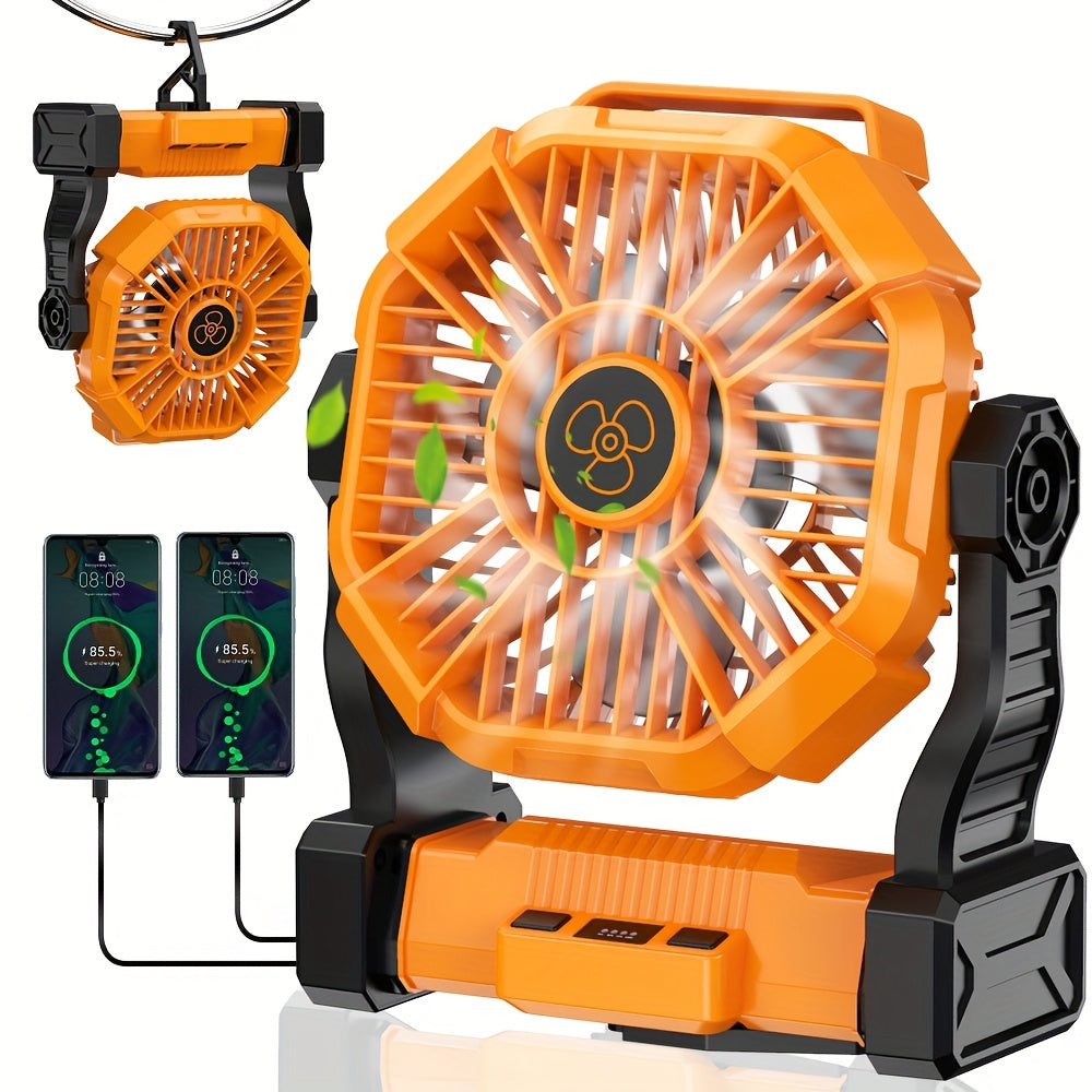 3-in-1 Rechargeable Camping Fan with LED Lantern | 10,400mAh | 13-Hour Runtime | Oscillating