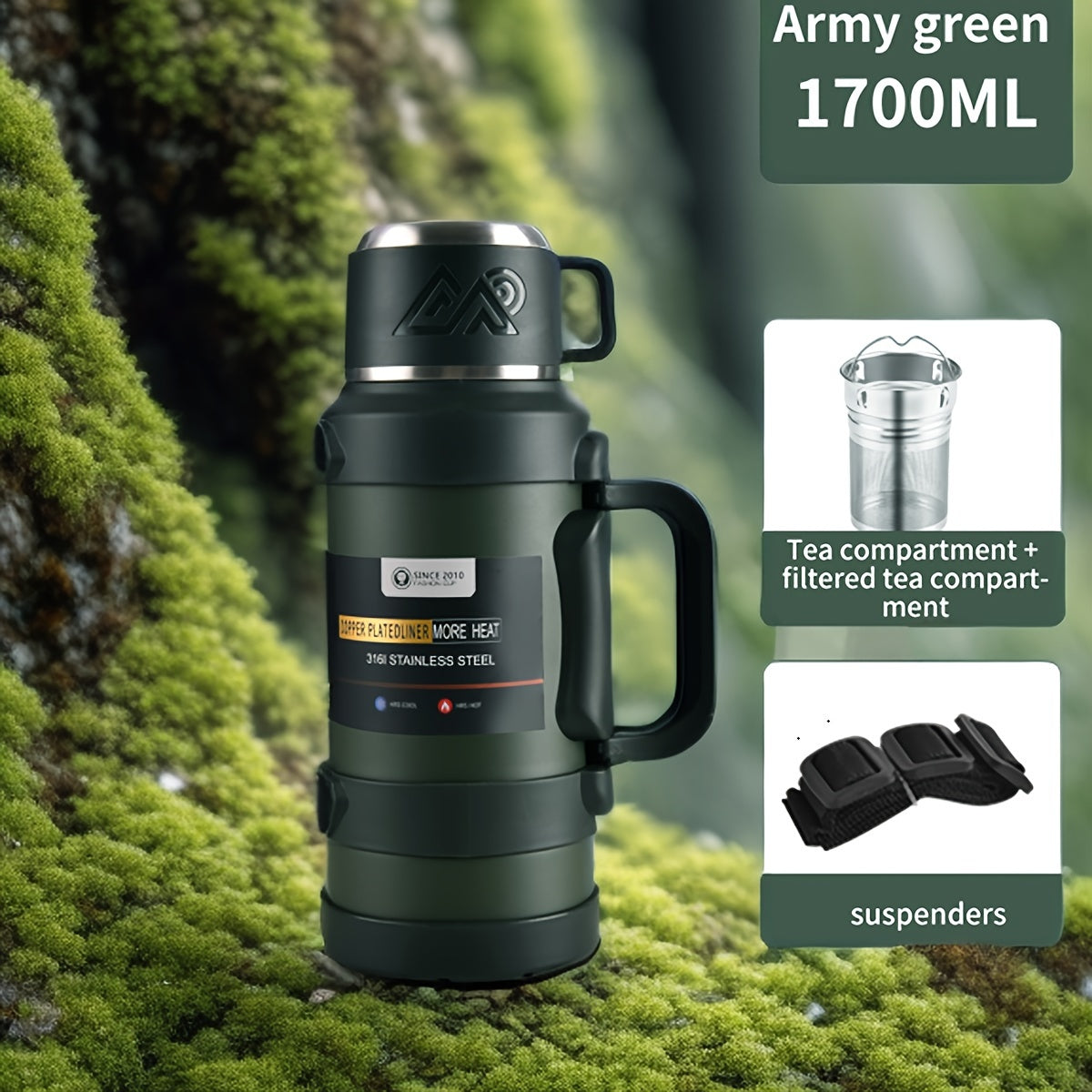 Large Capacity Insulated Water Bottle | 316 Stainless Steel | 1300–2500 ml