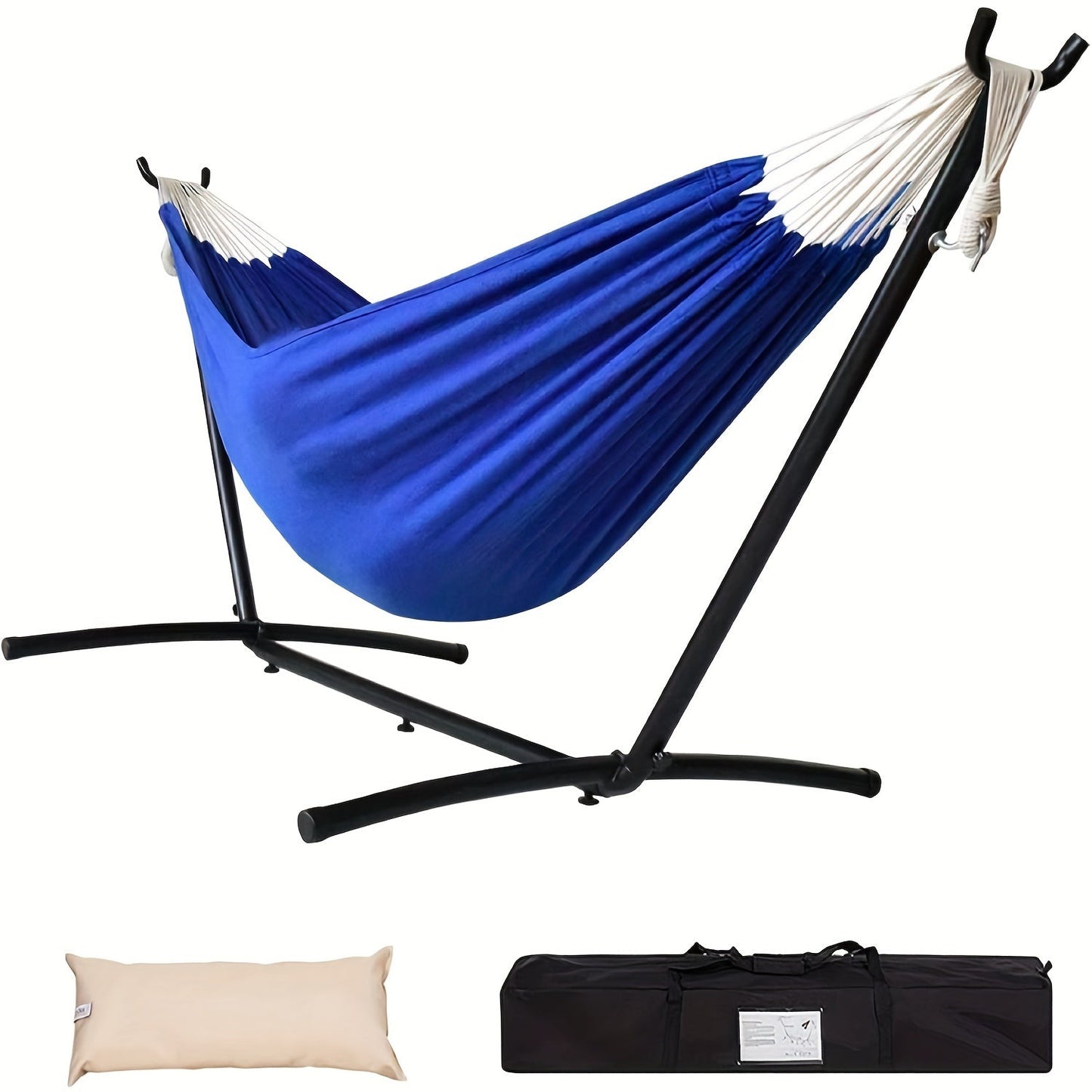 Heavy Duty Double Hammock with Steel Stand | 450 lb Capacity | Portable Indoor & Outdoor