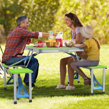 4FT Folding Camping Table with 4 Seats | Portable Aluminum Picnic Table Set | 220 lb Capacity