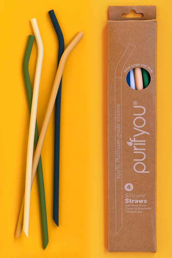 purifyou Reusable Silicone Straws - Long, Slender & Kids Sizes
