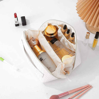 Water-Resistant PU Leather Makeup Bag – Large Capacity Travel Toiletry Pouch