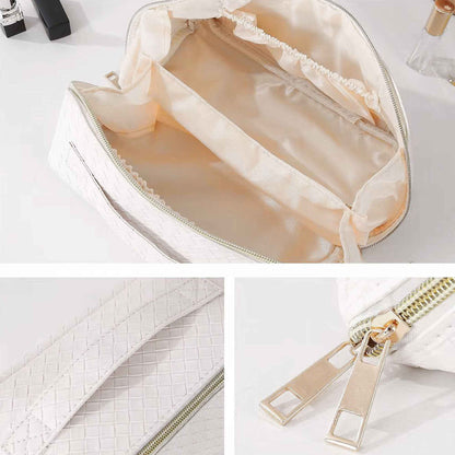 Water-Resistant PU Leather Makeup Bag – Large Capacity Travel Toiletry Pouch