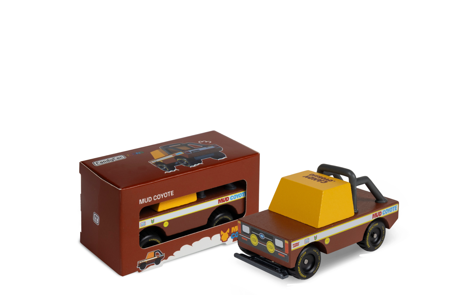 Mud Coyote Off-Road Truck | Candylab CANDYCAR TOONS Toy Car | Wooden & Diecast | Ages 3+ | Collectible - Niksstuff