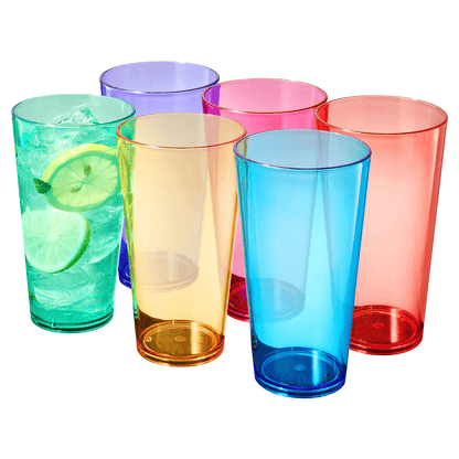Madrid acrylic highball glasses set of 6, assorted colors: green, purple, pink, peach, blue