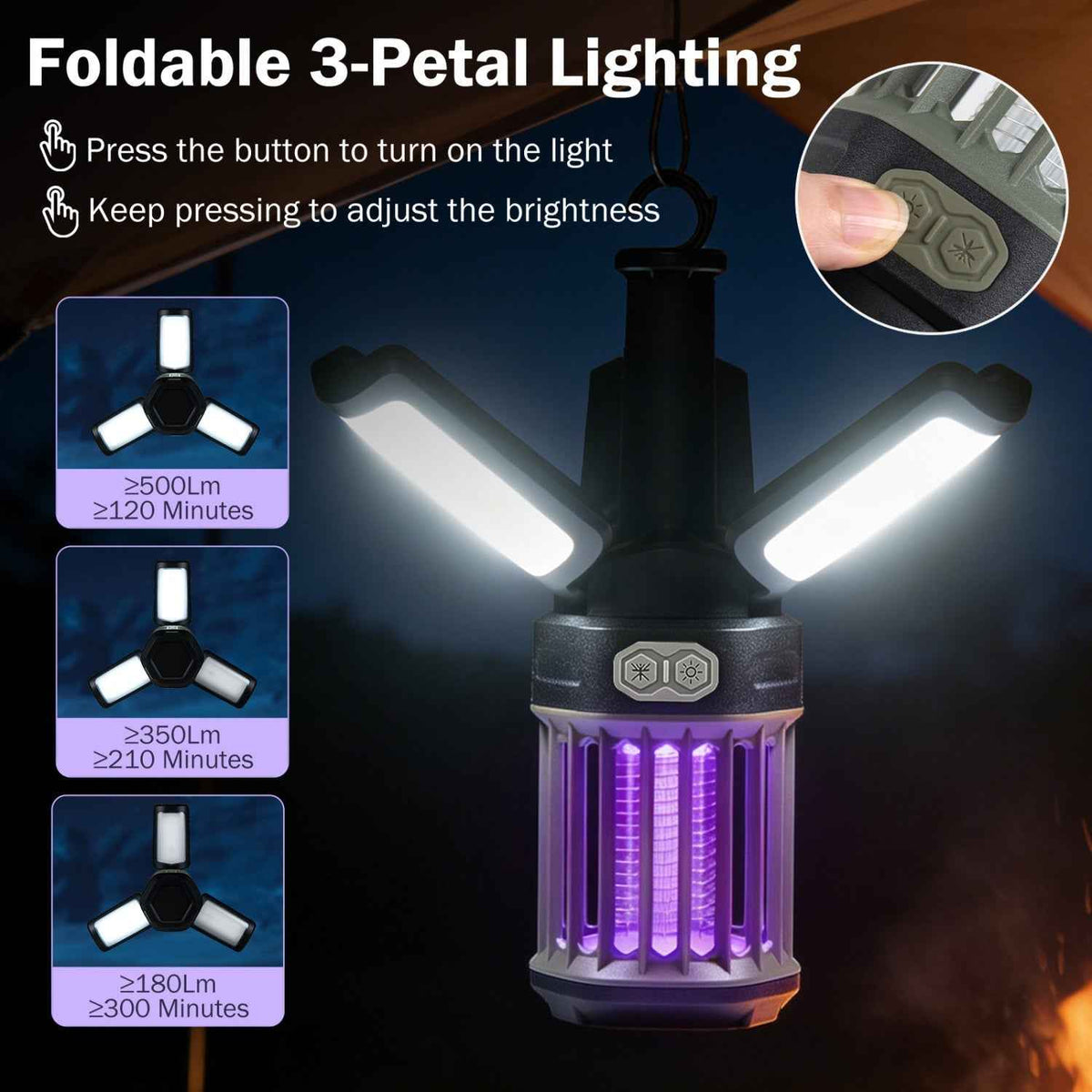 Outdoor Bug Zapper with Foldable Camping Lantern USB