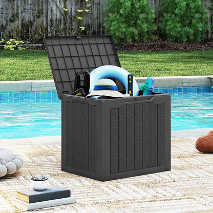 25 Gallon Outdoor Deck Box with Lockable Lid & Wicker Texture