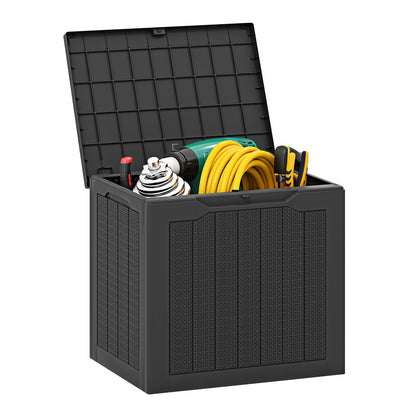 25 Gallon Outdoor Deck Box with Lockable Lid & Wicker Texture