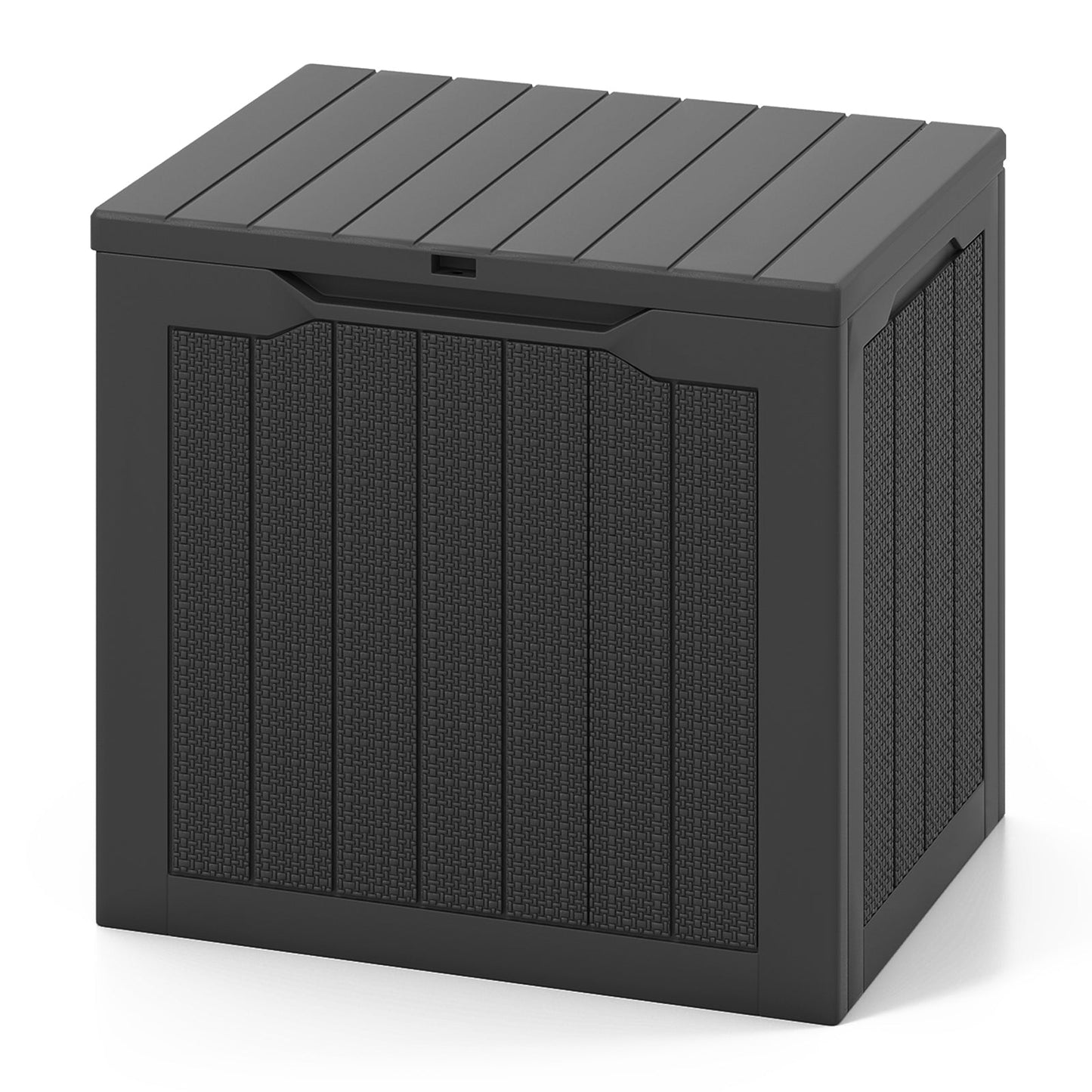 25 Gallon Outdoor Deck Box with Lockable Lid & Wicker Texture